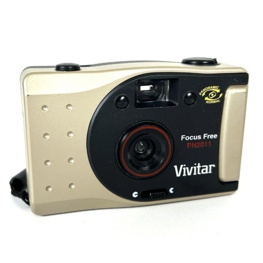 Vivitar Focus Free PN2011 Point and Shoot 35mm Film Camera Panoramic Gold Black